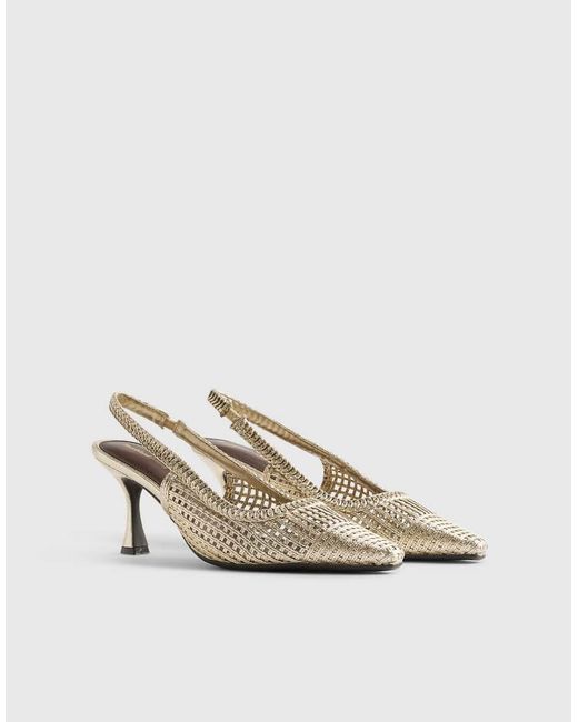 River Island White Weave Sling Back Court Heels