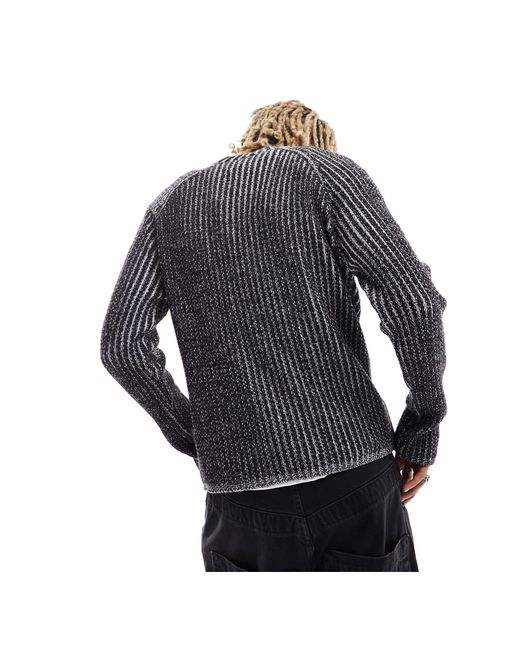 Reclaimed (vintage) Black Plaited Rib Knitted Jumper for men