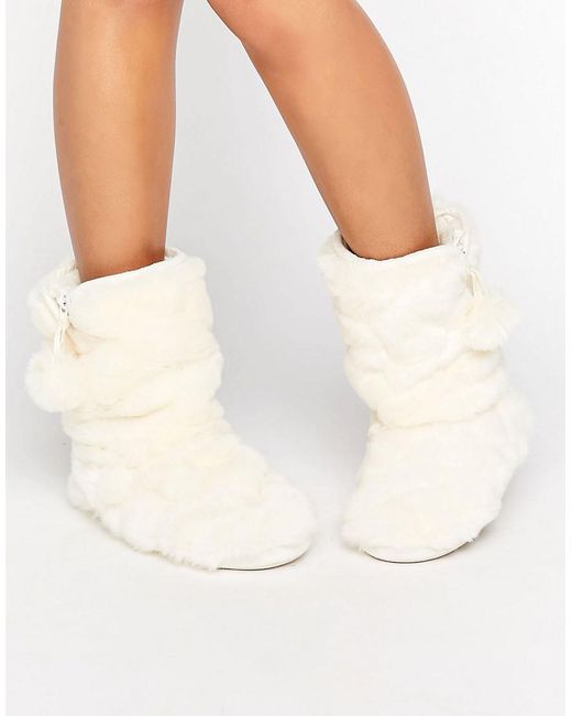 Oasis Natural Fluffy Slipper Boots