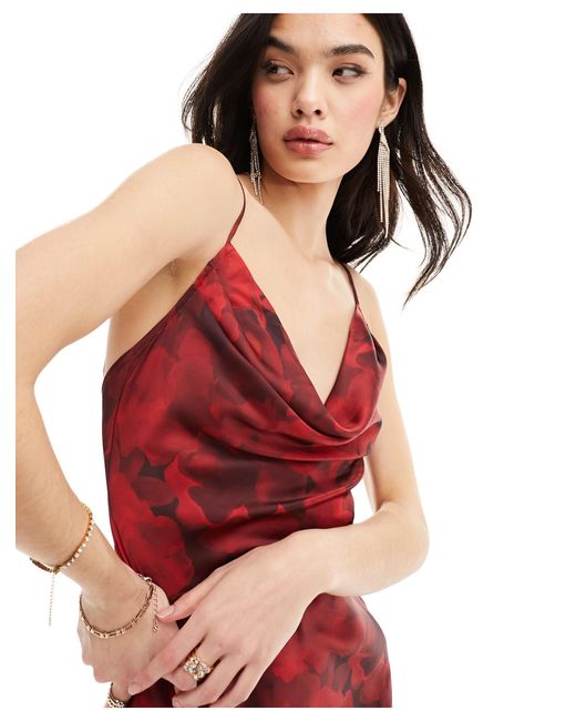 Pretty Lavish Red Keisha Cowl Neck Maxi Dress