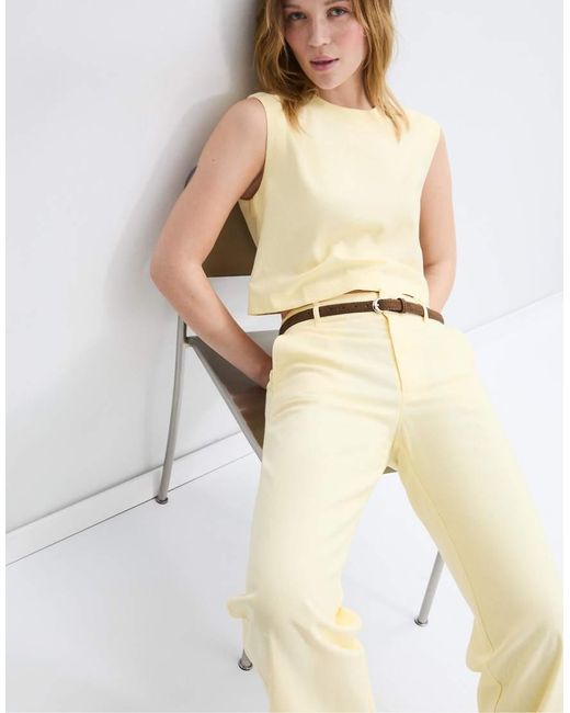 Stradivarius White Racerback Top With Linen