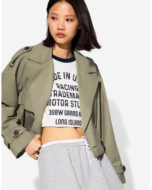 Bershka Brown Short Trench Jacket