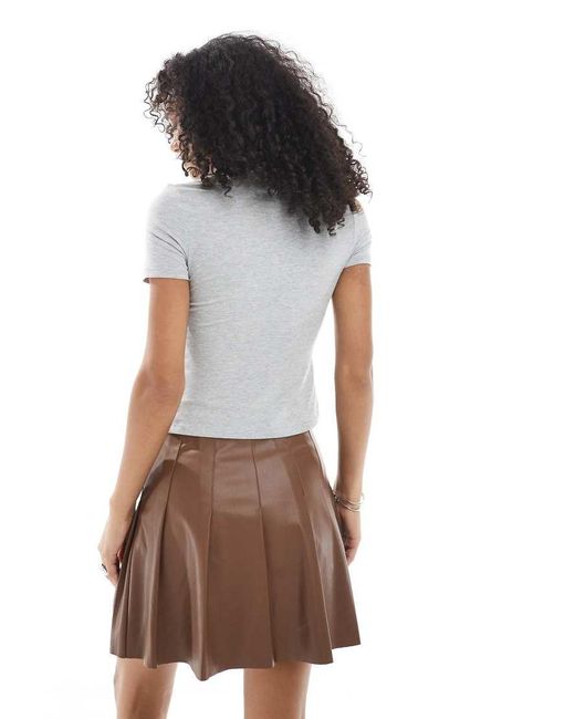 New Look White Pu Pleated Mini Skirt