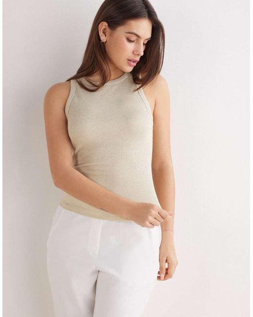 Intimissimi Natural Ribbed Lamé Cotton Vest Top