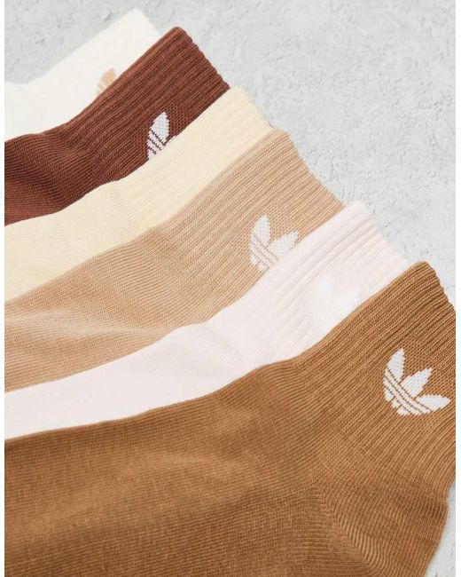Adidas Originals White Adicolor Trefoil 6 Pack Ankle Socks
