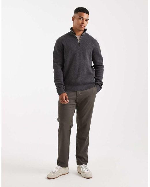 Jack & Jones Gray Premium 1/4 Zip Jumper for men