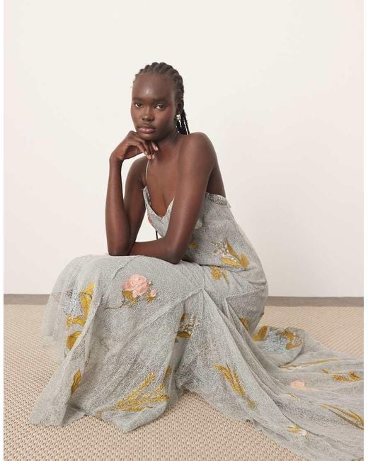 ARRANGE Embroidered Floral Lace Maxi Dress | Lyst UK