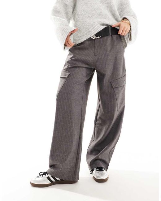 Pull&Bear Gray Pinstripe Cargo Trouser