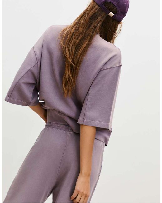 Stradivarius Sweatshirt Met Korte Mouwen En Vervaagd Effect in het Purple