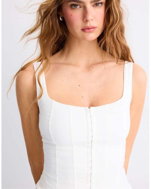 Stradivarius White Corset Top With Straps