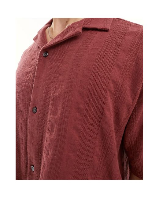 Abercrombie & Fitch Red Cropped Short Sleeve Shirt Relaxed Fit for men