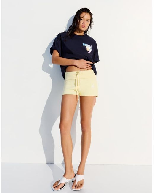 Bershka Blue Oversize Short Sleeve Print T-Shirt