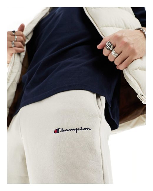 Joggers beige con logo piccolo di Champion in White da Uomo