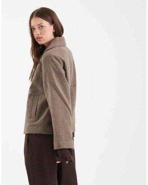 Object Brown Premium Wool Mix Tailored Short Jacket