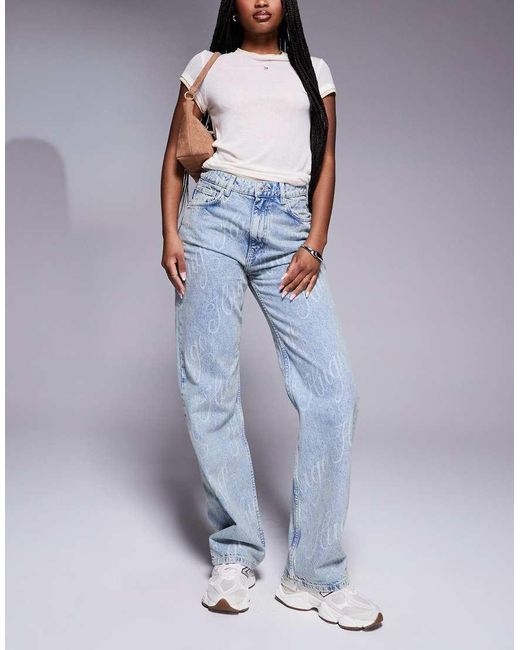 HUGO Jeans Met Rechte Pasvorm En Logoprint in het Blue