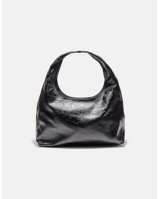 Stradivarius Black Soft Leather Effect Shoulder Bag