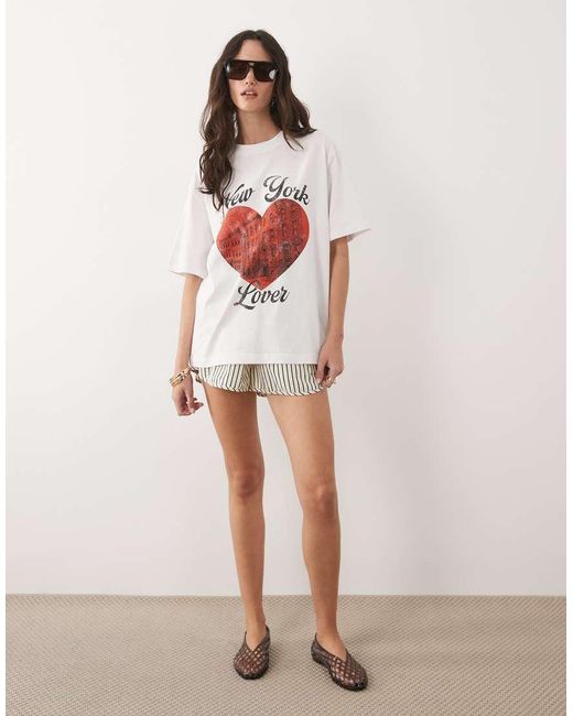 ASOS White Oversized T-shirt With New York Lover Graphic