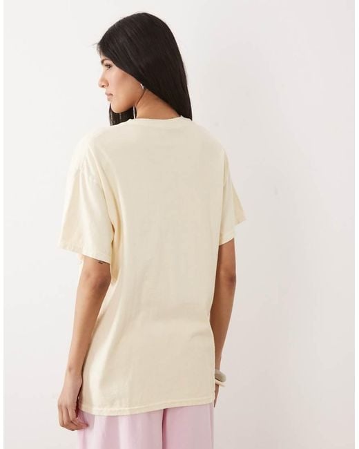 Miss Selfridge Natural Oversized T-Shirt With Flower Festival Graphic
