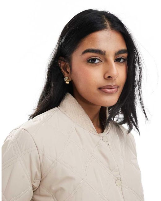 Brave Soul White Quilted Bomber Jacket