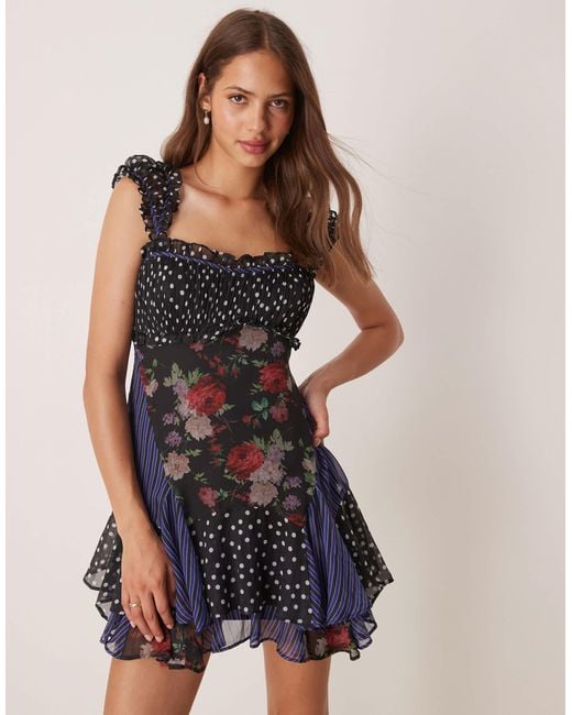 blue mini dress short sleeve Dark Navy Short-Sleeve Cutout Front Mini Dress