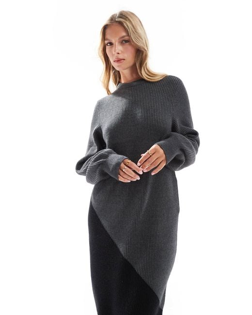 Object Gray Colourblock Knitted Maxi Dress