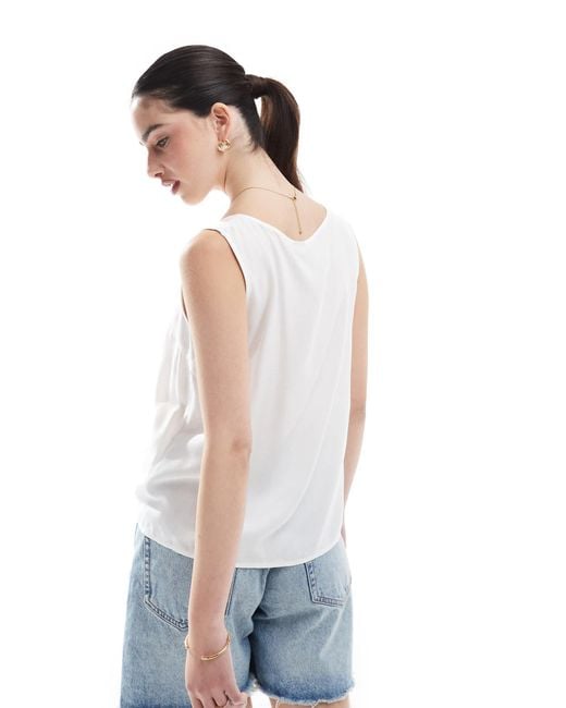 Vero Moda White Sleeveless Button Down Top