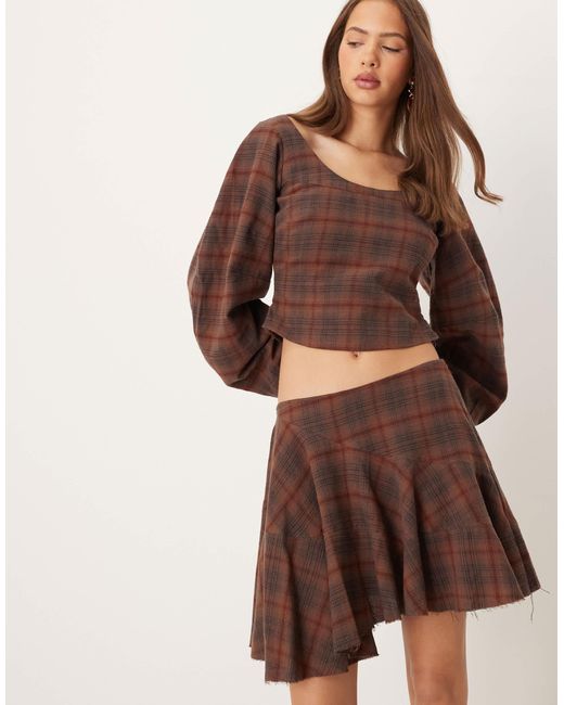 ASOS Brown Scoop Neck Cocoon Sleeve Top Set