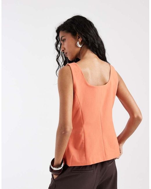 Vero Moda Orange Tailored Square Neck Waistcoat