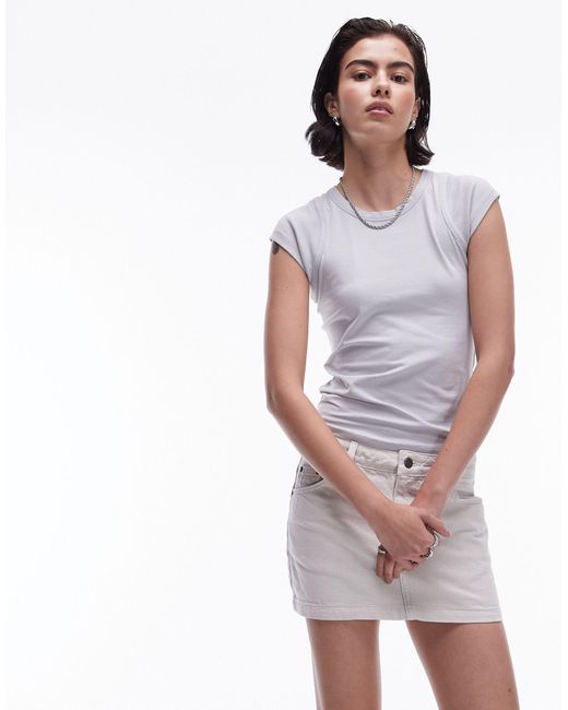 TOPSHOP White – hochwertiges, geripptes basic-t-shirt