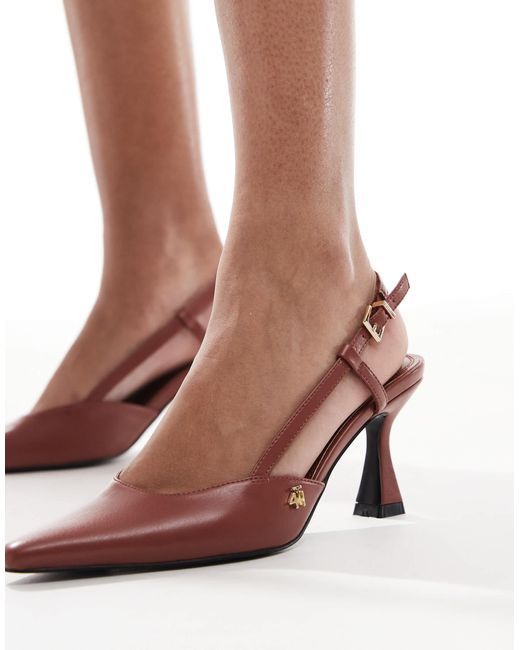Escarpins pointus en similicuir à petit talon et lanières - rouille 4th & Reckless en coloris Pink