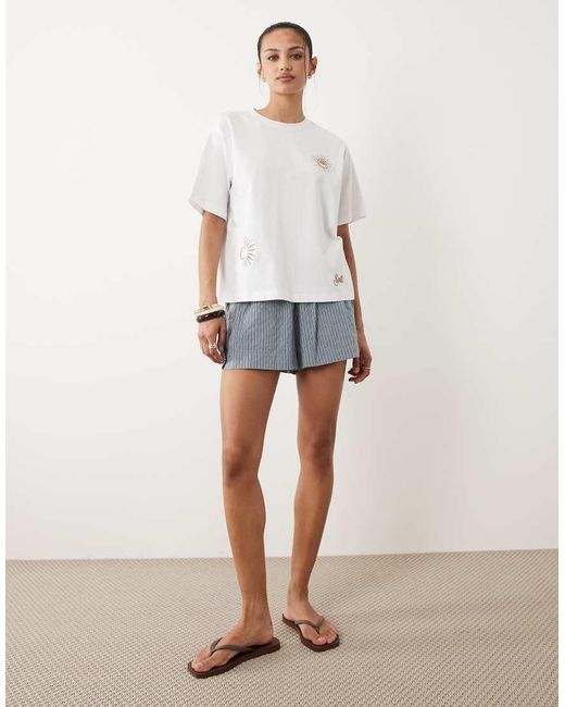 ASOS White Oversized T-shirt With Embroidery Details