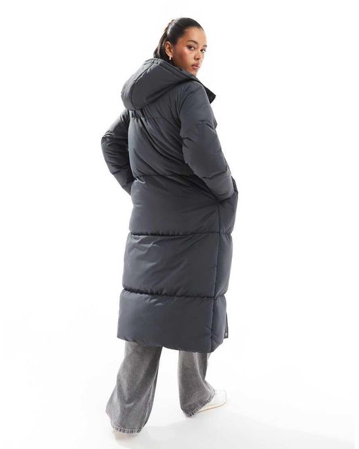 Threadbare Lange Gewatteerde Jas Met Capuchon in het Black