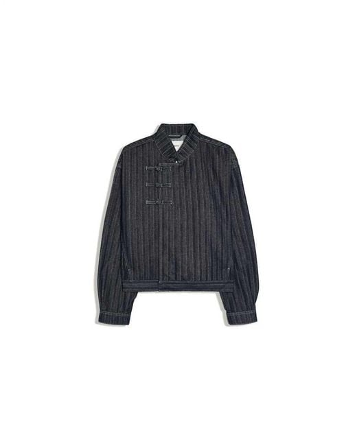 Bershka Blue Textured Clasp Jacket for men