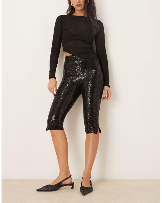 ASOS Black Tailored Sequin Capri Trousers