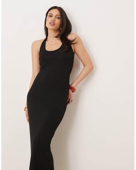 Gina Tricot Black Tie Up Backless Halterneck Midaxi Dress