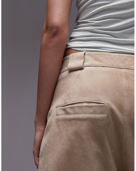TOPSHOP Gray – shorts aus echtem wildleder