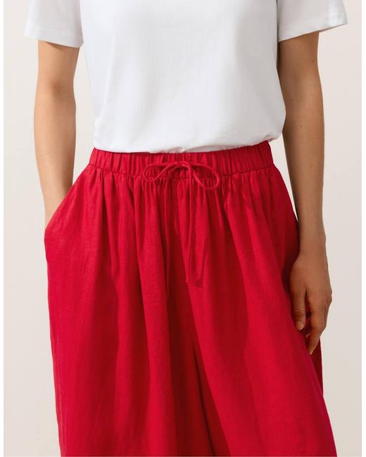 Oysho Red 100% Linen Balloon Trousers