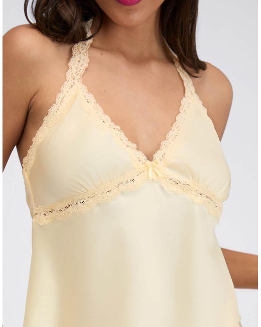 Boux Avenue Natural Carly Halter Satin Short Pyjama Set Halter Top And Shorts Pj