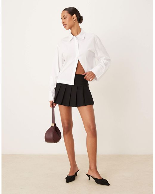 ASOS White Ponte Micro Pleated Mini Skort