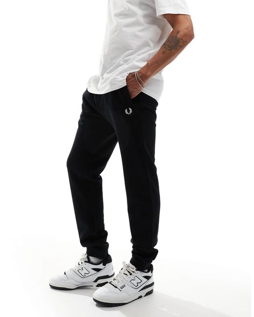 Fred Perry – jogginghose aus loopback-frottee in Black für Herren