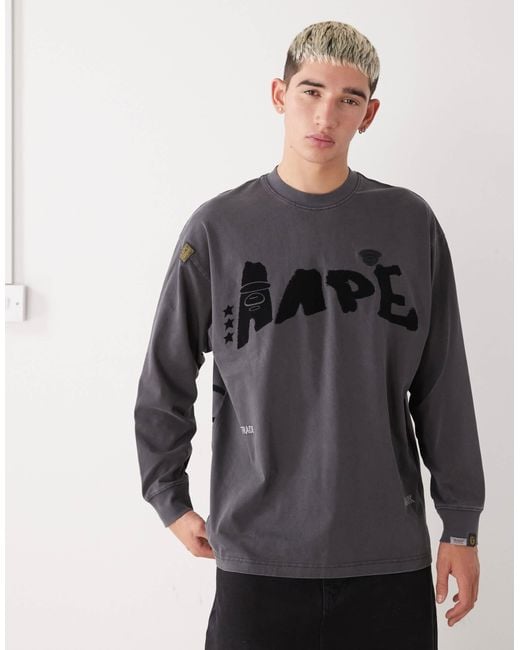 Aape By A Bathing Ape Gray Aape By A Bathing Ape Boxy T-shirt for men