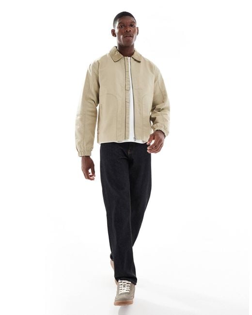Only & Sons Natural Oversized Heavyweight Barn Jacket With Cord Collar for men