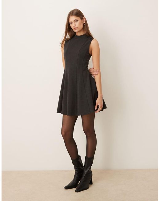 Mango Black Tailored Sleeveless Pleated Mini Dress