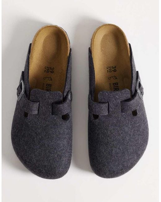 Birkenstock Gray Boston Wool Clogs