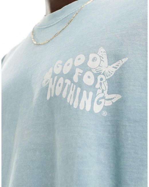 Good For Nothing Blue Butterfly Graphic T-shirt for men