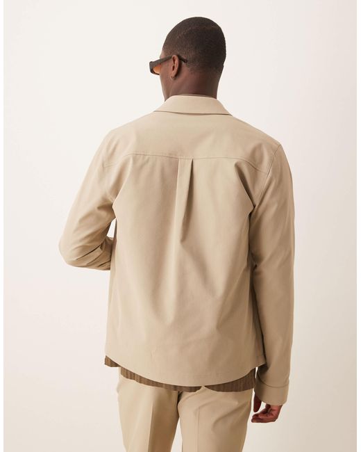 ASOS Natural Smart Co-ord Harrington Jacket for men