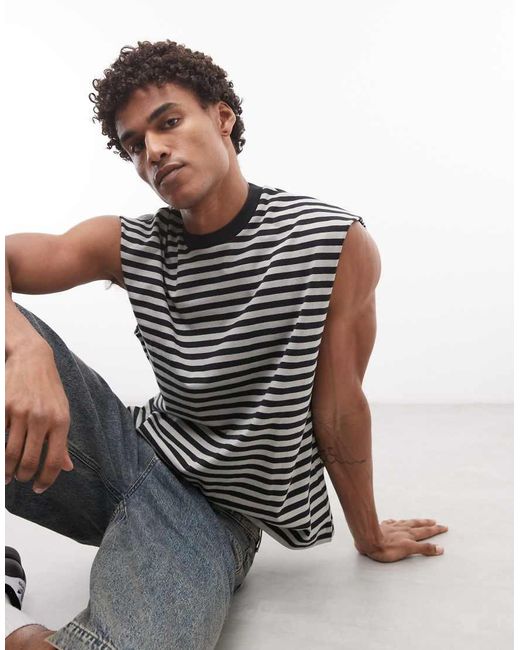 Weekday Gray Oversized Sleeveless T-shirt for men