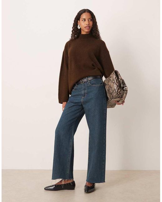 ASOS Brown Longline Jumper With Funnel Neck