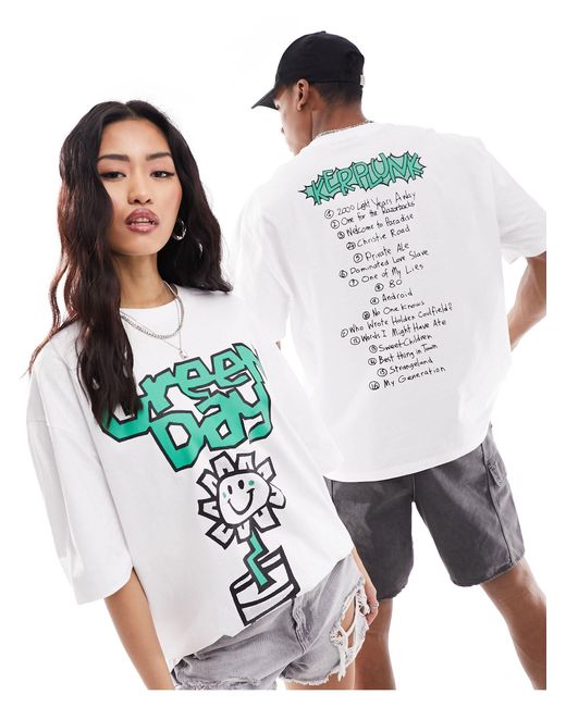 T-shirt unisexe oversize avec motif album green day sous licence ASOS en coloris White