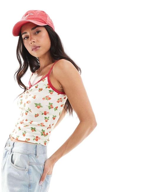 Daisy Street White Printed Cropped Cami Top